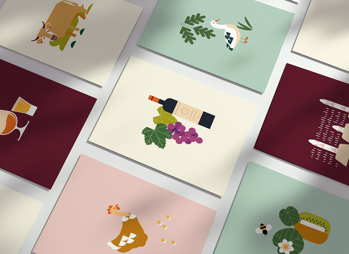 Dessins graphiques des différents éléments composant l'affiche générique de Qualité Landes.