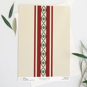 Echantillon de papier peint intissé du motif Ainhoa style rayure linge basque