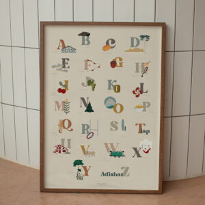 Affiche abécédaire grand format avec un symbole du Sud-Ouest pour chaque lettre.