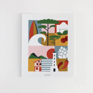 Affiche Biarritz inspiré du Pays Basque et ses symbole emblématiques.