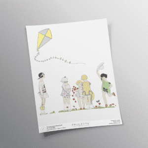 Echantillon du papier peint Beaumont avec fillettes et cerf volant.