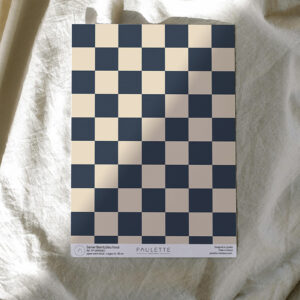 Echantillon A4 du motif à damier bleu foncé et beige Biarritz.