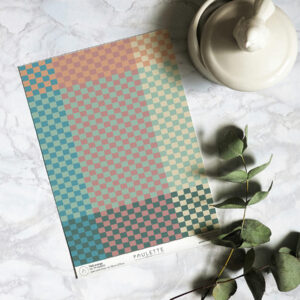 Echantillon A4 du papier peint à carreaux colorés Haïk inspiré du textile du Maroc.