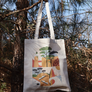 Tote bag en coton éco-responsable avec motif graphique et coloré des Landes.
