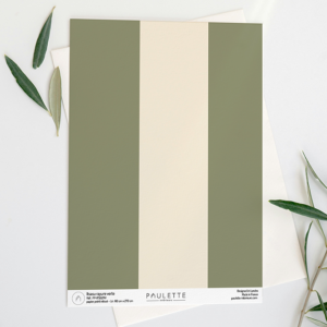 Echantillon papier peint intissé fabriqué en France à rayures vertes.