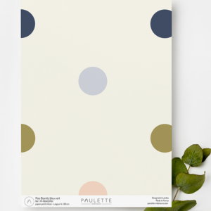 Echantillon papier peint à pois vert et bleu pour une chambre d'enfant très tendance.